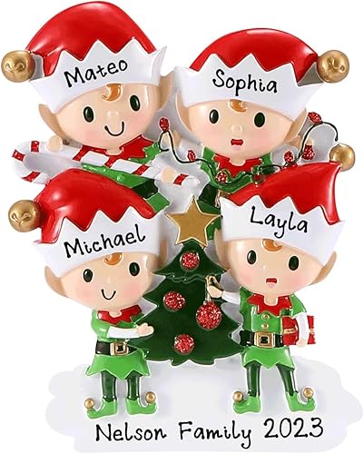 Miniatura 1 de Adorno de Navidad personalizado de Elfos Doing Things 2023  Decoración de elfos para árbol de Navidad familiar  Adorno decorativo personalizado de