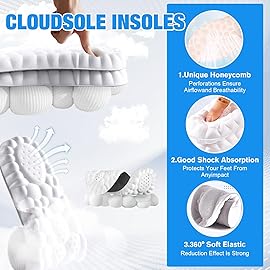 4D Insoles - 4D Cloud Technology Insole - Super Soft, Ultra Comfort Insoles, 4D Sports Shoes Insoles, Acupoint Massage Insole for Foot & Joint Support (7-8, Black)