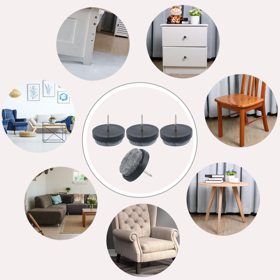 Felt Pad Nails Glides Floor Protector Reduces Noise Durable Anti- for Furniture Chair Table Leg Feet 28mm Dia Pack of 70, Black (id: f18 b0e 2f0 f05 e15