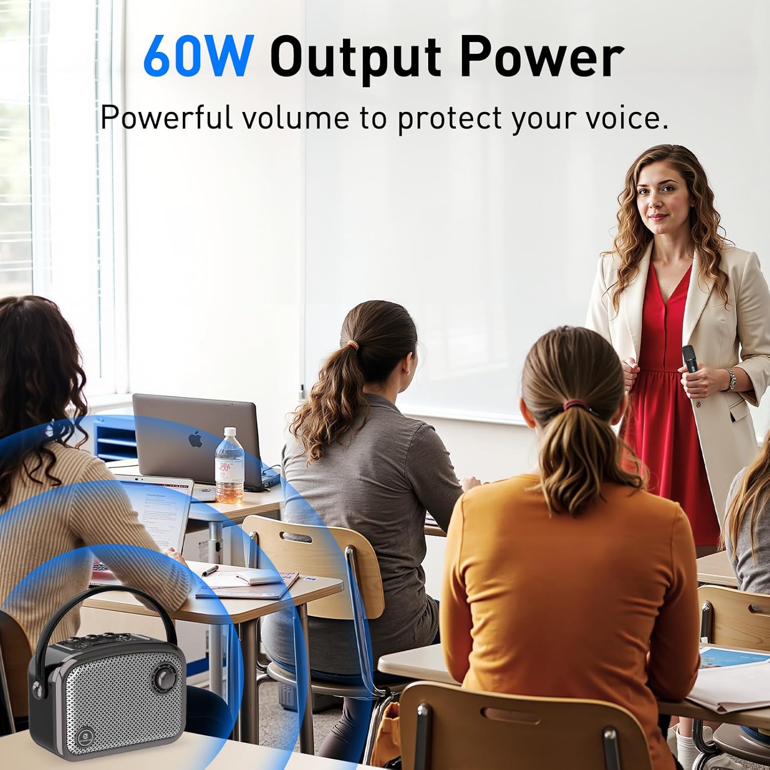 ZOWEETEK 60W Wireless Voice Amplifier with UHF Handheld Mic, Portable Microphone and Speaker Set,Retro PA System Buletooth Speaker for Teaching,Meeting,Public Speaking,Group Activities, Karaoke
