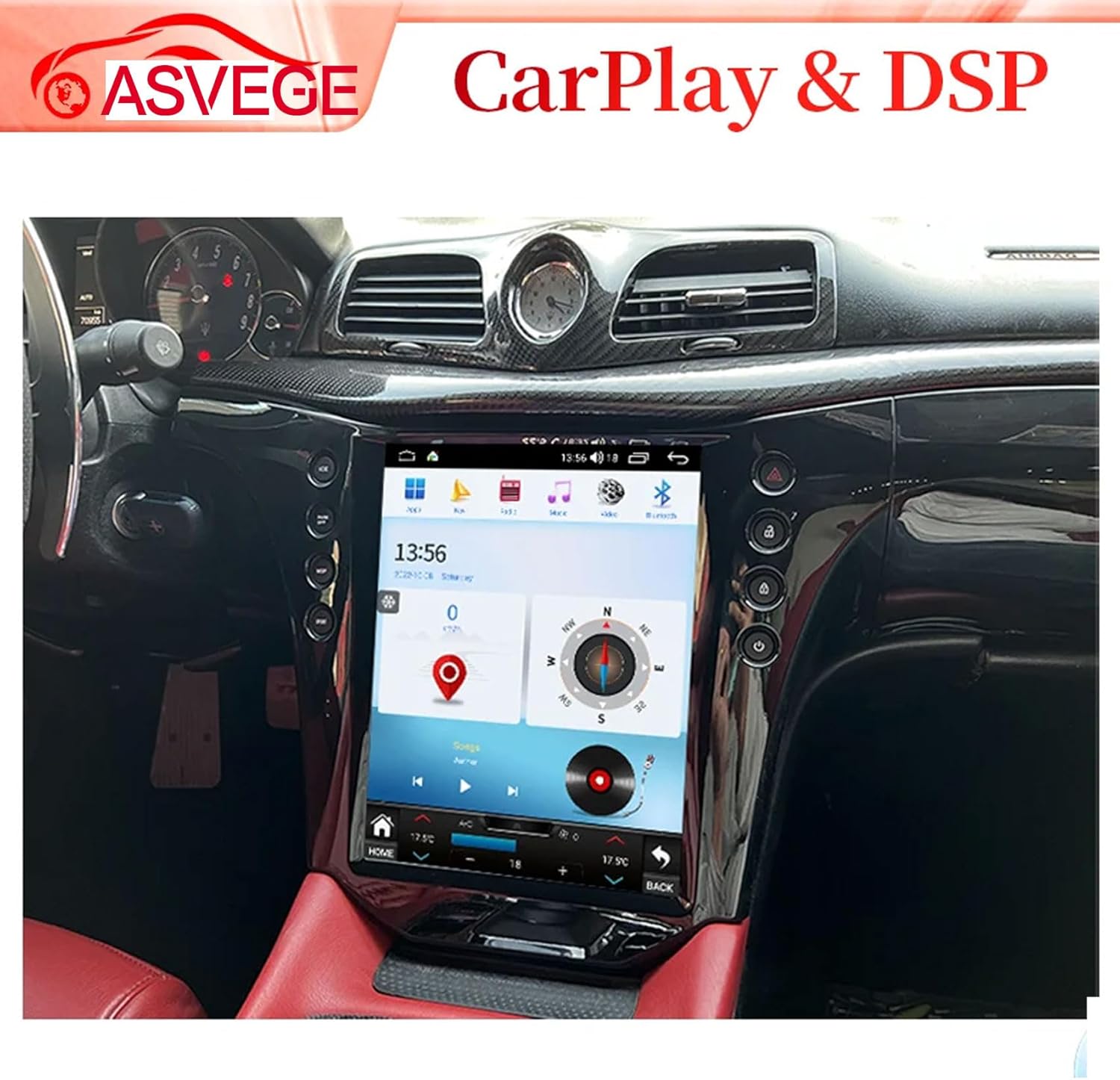 12.1 Inch Android Car Radio Upgraded for Maserati GT GranTurismo 2007-2015 Multimedia Player GPS Navigation Carplay WiFi 4G Auto Stereo Receiver Replacement Head Unit (4G 64GB Carplay)-LRD