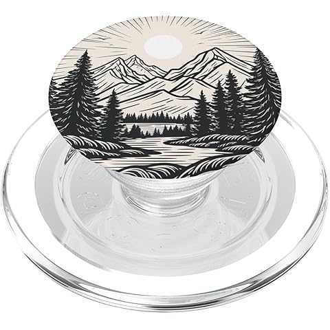 Pine Tree Mountain Scene PopSockets PopGrip for MagSafe