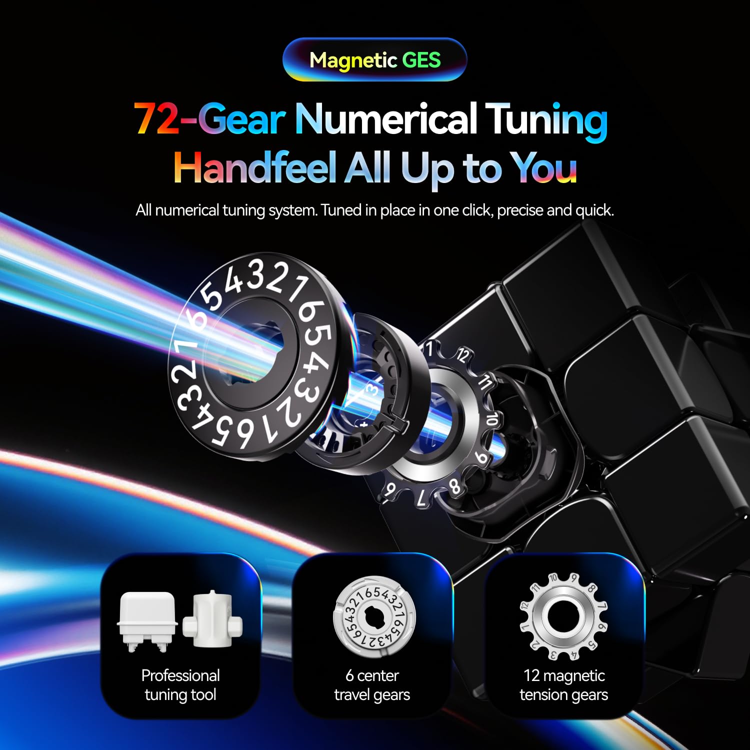 GAN 16 ui Maglex Max UV Zauberwürfel 3x3, Magnetisch Smart Speed Cube | Prifo Speedcube mit KI-Analyse & Personalisierter Modellierung, Geeignet für Kinder & Erwachsene, Geschenke, Weihnachten