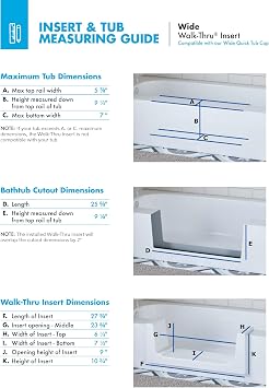 Walk-Thru Insert Accessibility Kit - Bath to Shower Conversion, White (Wide)