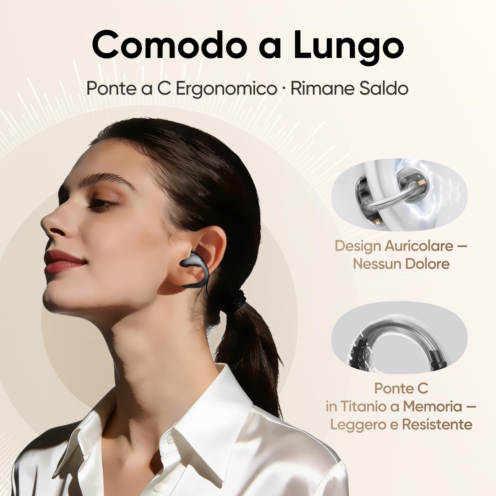 realme Buds Clip Auricolari Bluetooth Open Ear, 36H Autonomia, Chiamate con AI ENC, Traduttore AI, IP55, Bluetooth 5.4, Connessione Doppio Dispositivo, Design Titanio, per Android & iOS, Nero Titanio