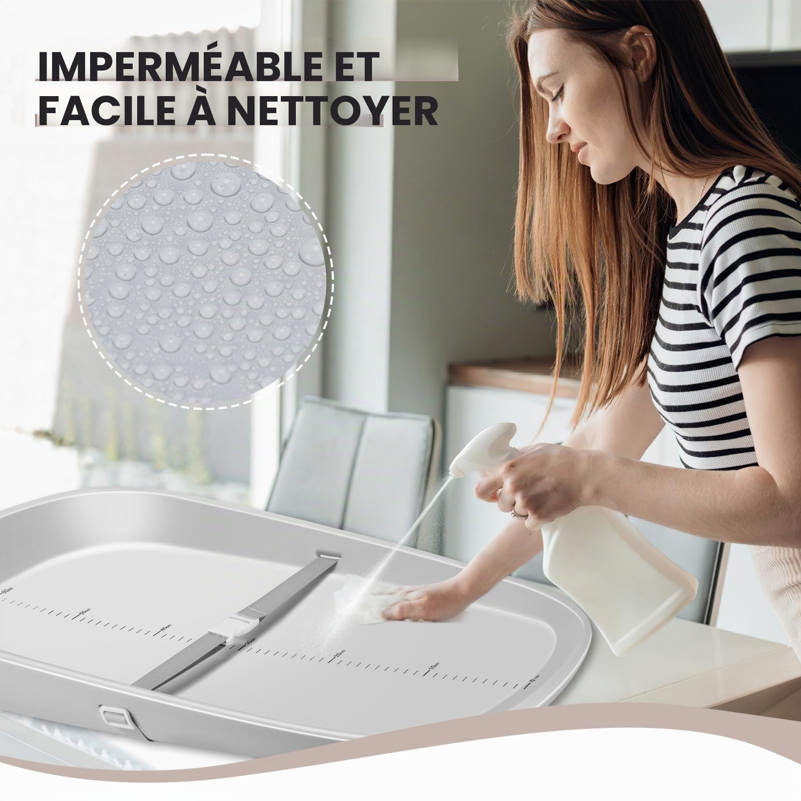 Matelas à langer portable MLRYH en EVA pour langer et commode, imperméable, doux, léger, design ergonomique pour bébé, gris
