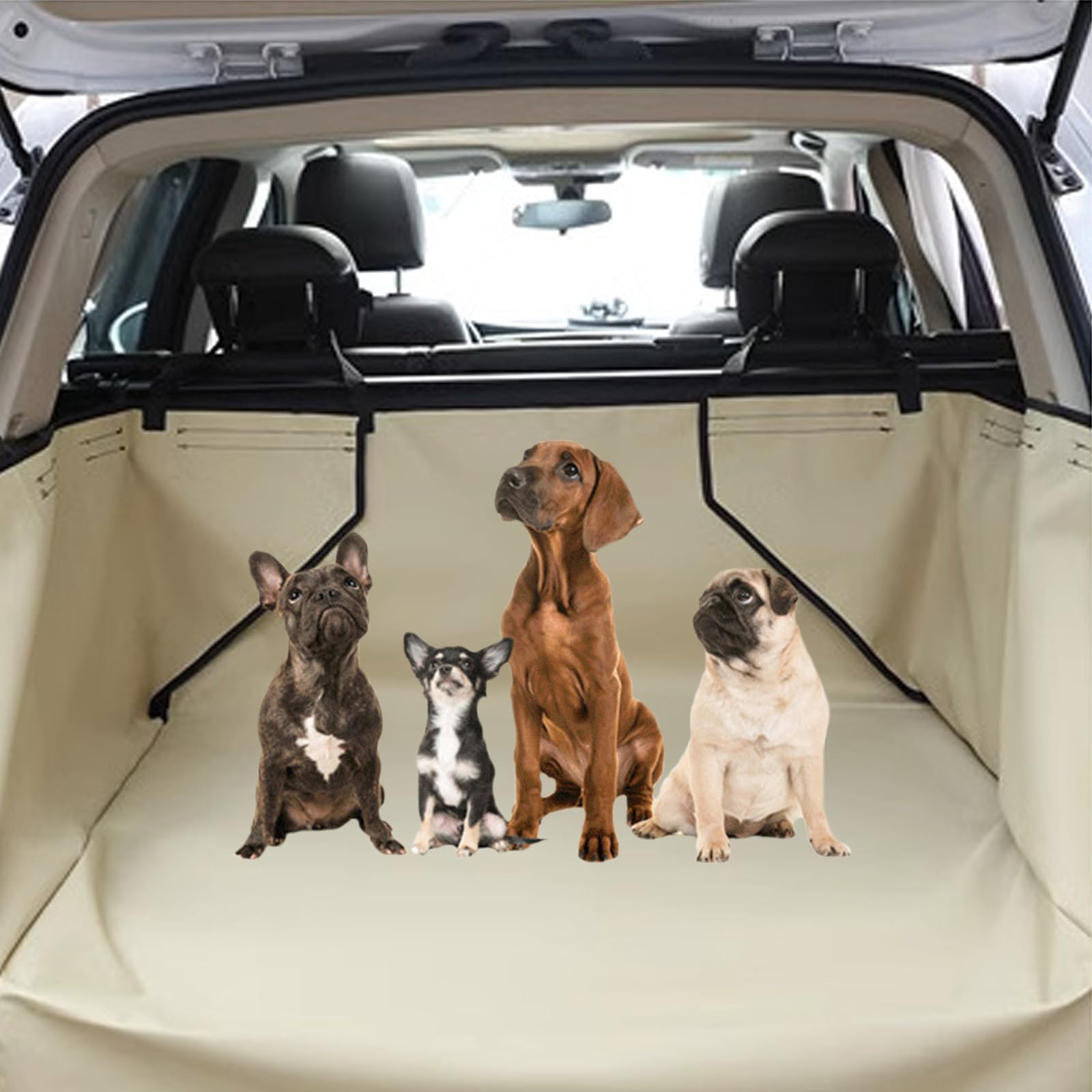 Protector para Maletero De Coche para Perros, Funda Impermeable para Asiento De Perro, Protección Antideslizante Y Lavable con Protector Lateral Y Parachoques, Forro De Carga para Perros,D