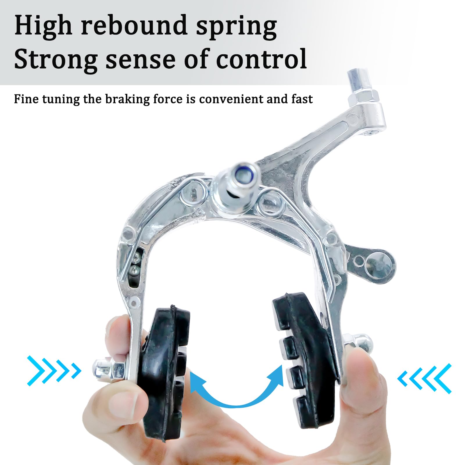 Zestaw 2× Aluminiowe Szczeki Hamulcowe C-Brake do Roweru Szosowego i Fixie, Przód i Tył, Srebrny, Mechaniczny Hamulec z Żywicznymi Klockami – Lekkie i Trwałe Akcesoria Rowerowe