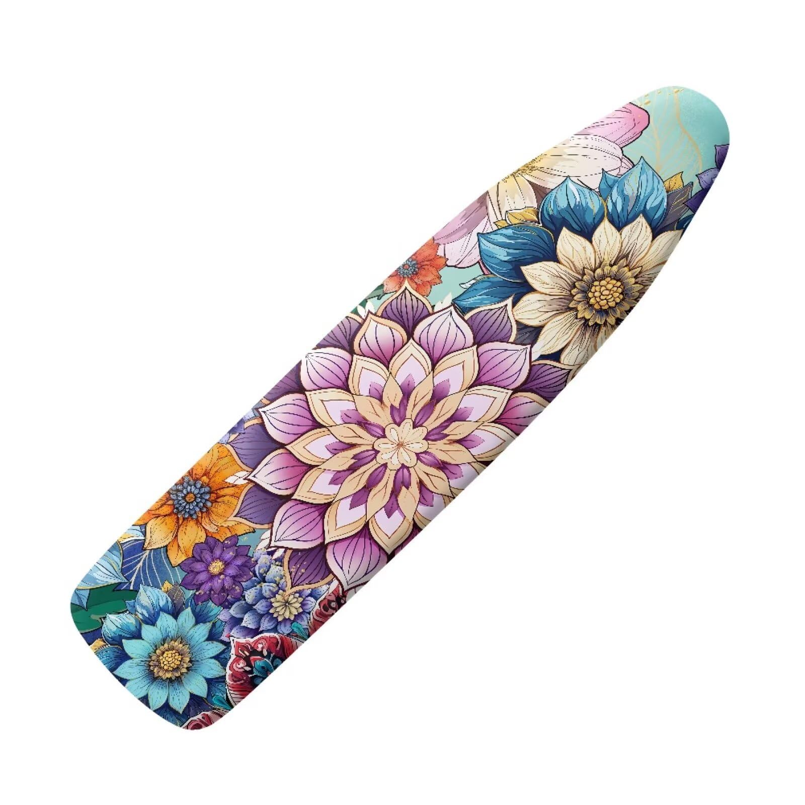 Hinthetall Boho Flower Hummingbird Ironing Board Cover and Pad Soft Ironing Board Cover, Non Stick Scorch and Stain Resistant Standard Size 15x54 Inch with Elastic Edges