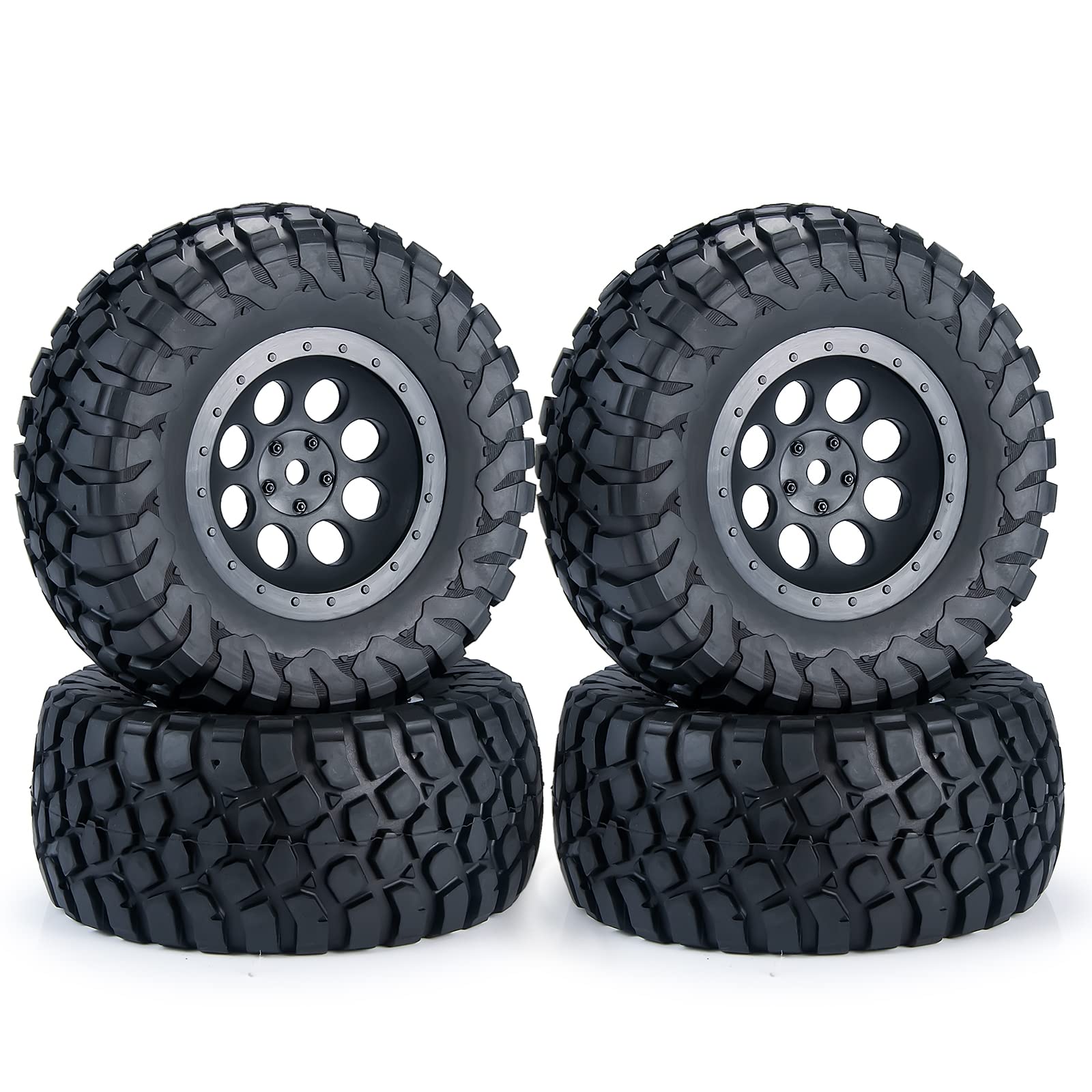 Runup Ruote per camion e pneumatici in gomma 1/10 RC Short Course, cerchione 107 x 46 mm | 4 pneumatici RC da 12 mm per camion RC Slash VKAR 10SC in scala 1:10, parti di aggiornamento HPI