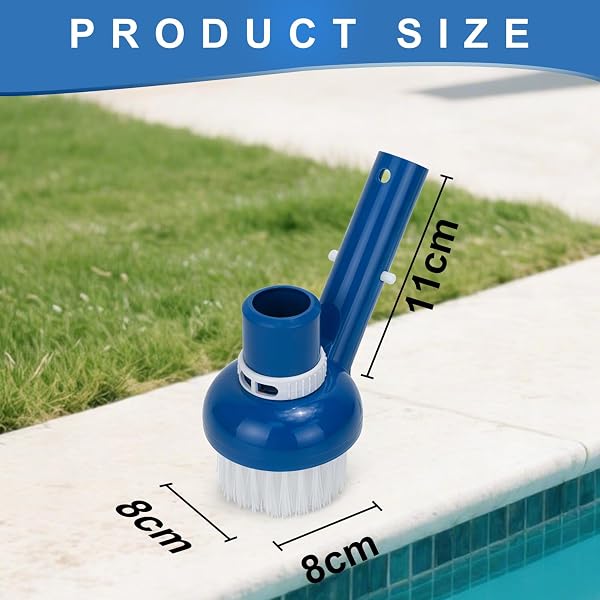 Cepillo Piscina Redondo 8 cm con Cerdas de Nylon, Cepillo Limpieza con Conexión para Manguera 3,2 cm, Compatible con Barra Piscina 3,2 cm, Cepillo Pequeño para Fondo Piscina, SPA, Bañera, Azulejos - 4