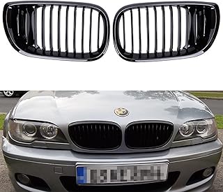 Front Hood Kidney Grille Grill Compatible with BMW E46 02-05 4D 4 door 320i 325xi 325xi 330i 330i 330xi Car grill（Gloss Black）