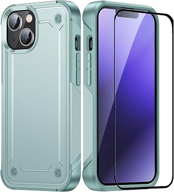 for iphone 14 case with Screen Protector,iphone 14 phone case Heavy Duty Protection Dual Layer Military Grade Drop Proof Cover Hard Shell Sturdy Durable Phone Case for iphone 14 ip14 6.1 Green