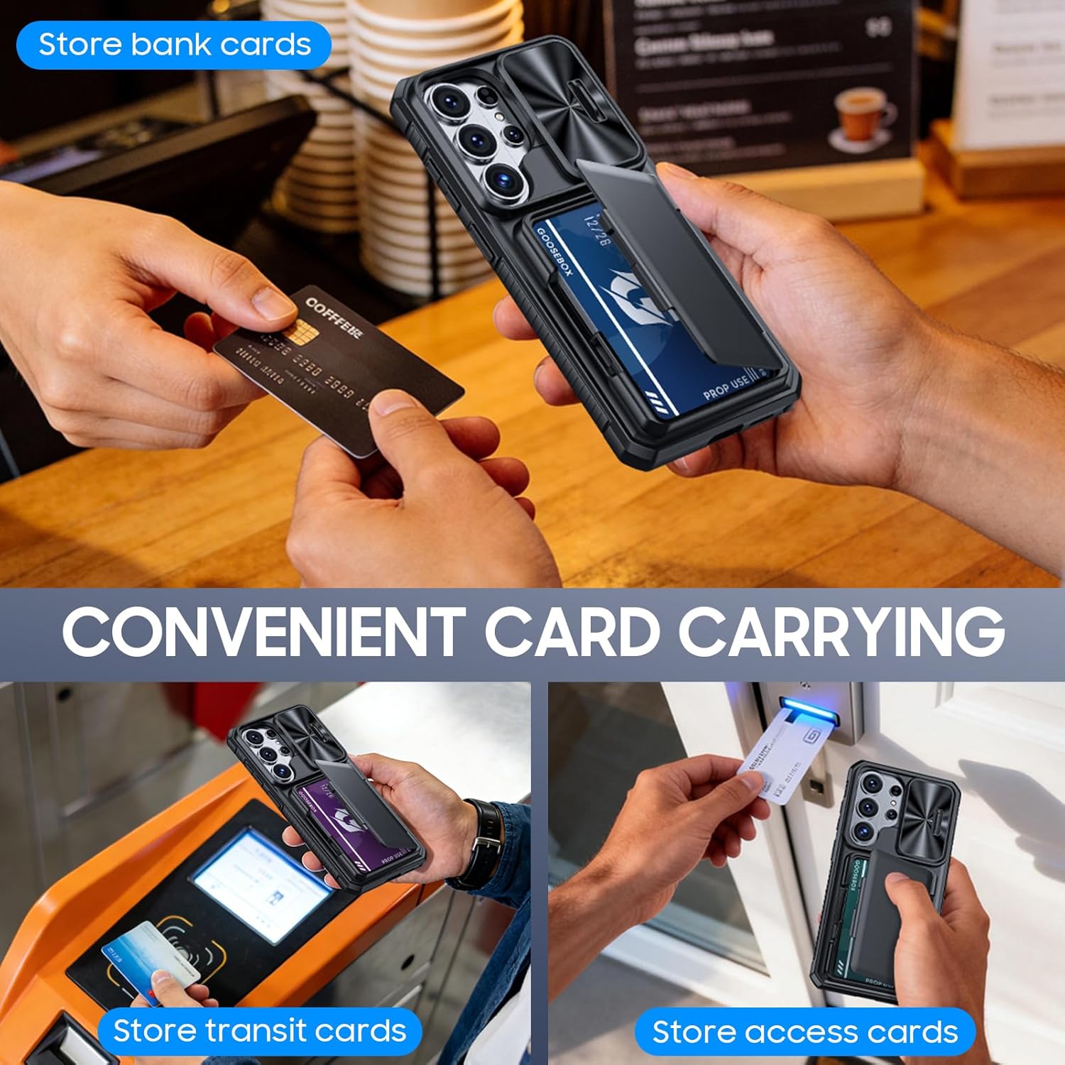 GooseBox for Samsung Galaxy S26 Ultra Case Wallet with RFID [Privacy Screen Protector][Cards Holder][Camera Cover] Full Body Shockproof Silicone Protective Phone Case for Galaxy S26 Ultra 2026 (Black)