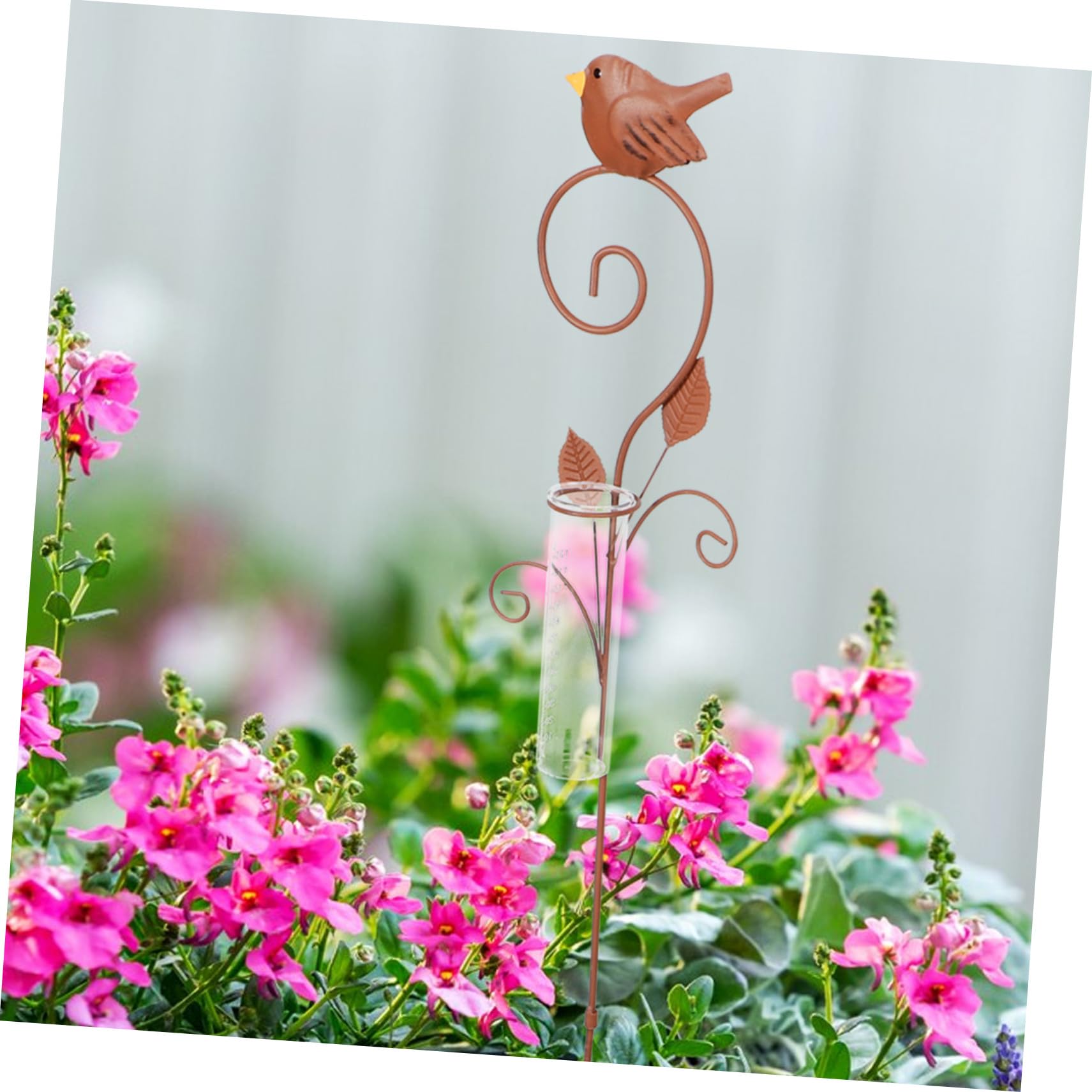 VALICLUD Regenmesser Garten Mit Eisernem Flamingo Pfahl Präziser Glas Regenmesser Für Außenbereich Wetterfest Und Dekorativ Für Terrasse Und Rasen