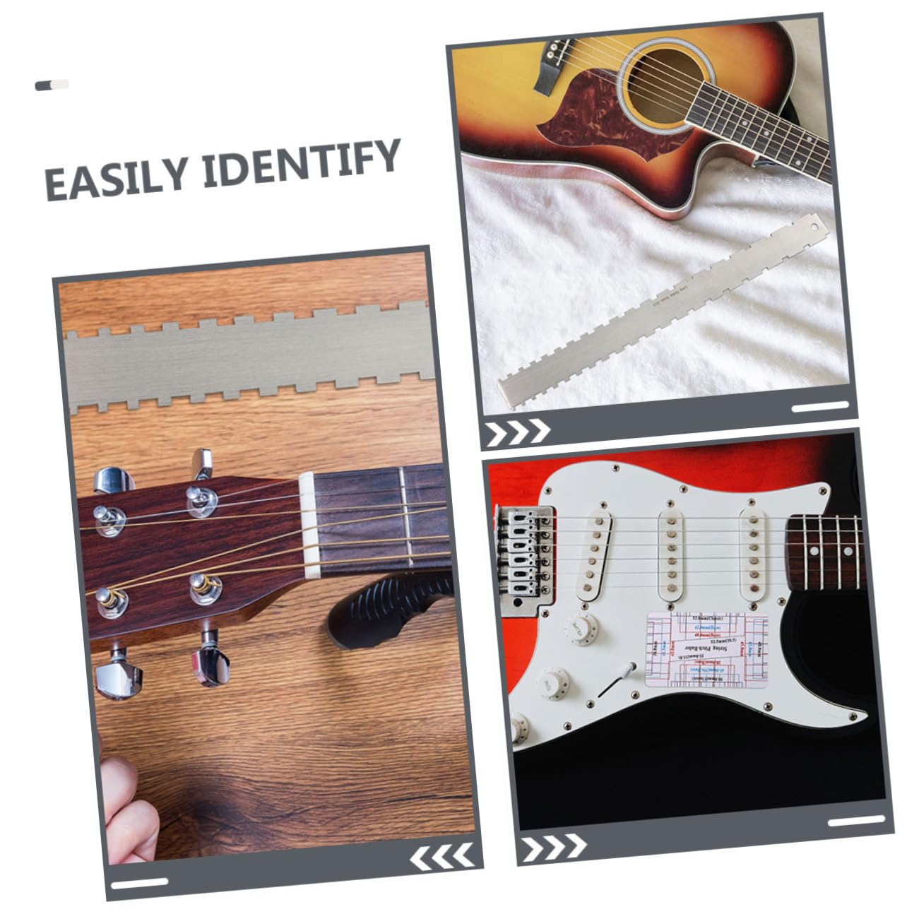 ibasenice 2ensembles Règles Entaillées Pour Guitare Outils De Luthier Pour Mesurer Plat Avec Chiffon Entretien