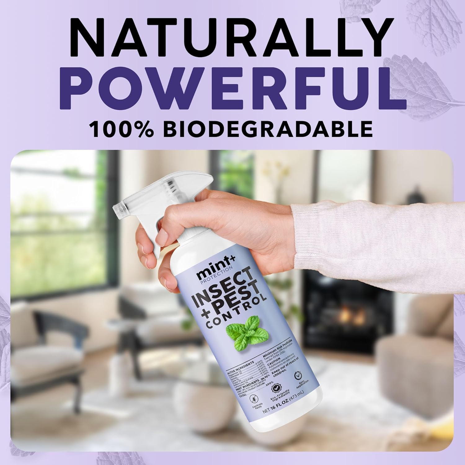 Mint+ Insect and Pest Control Spray, Residue-Free Bug Killer for Indoor & Outdoor Use, 16 oz (475mL) - Image 3