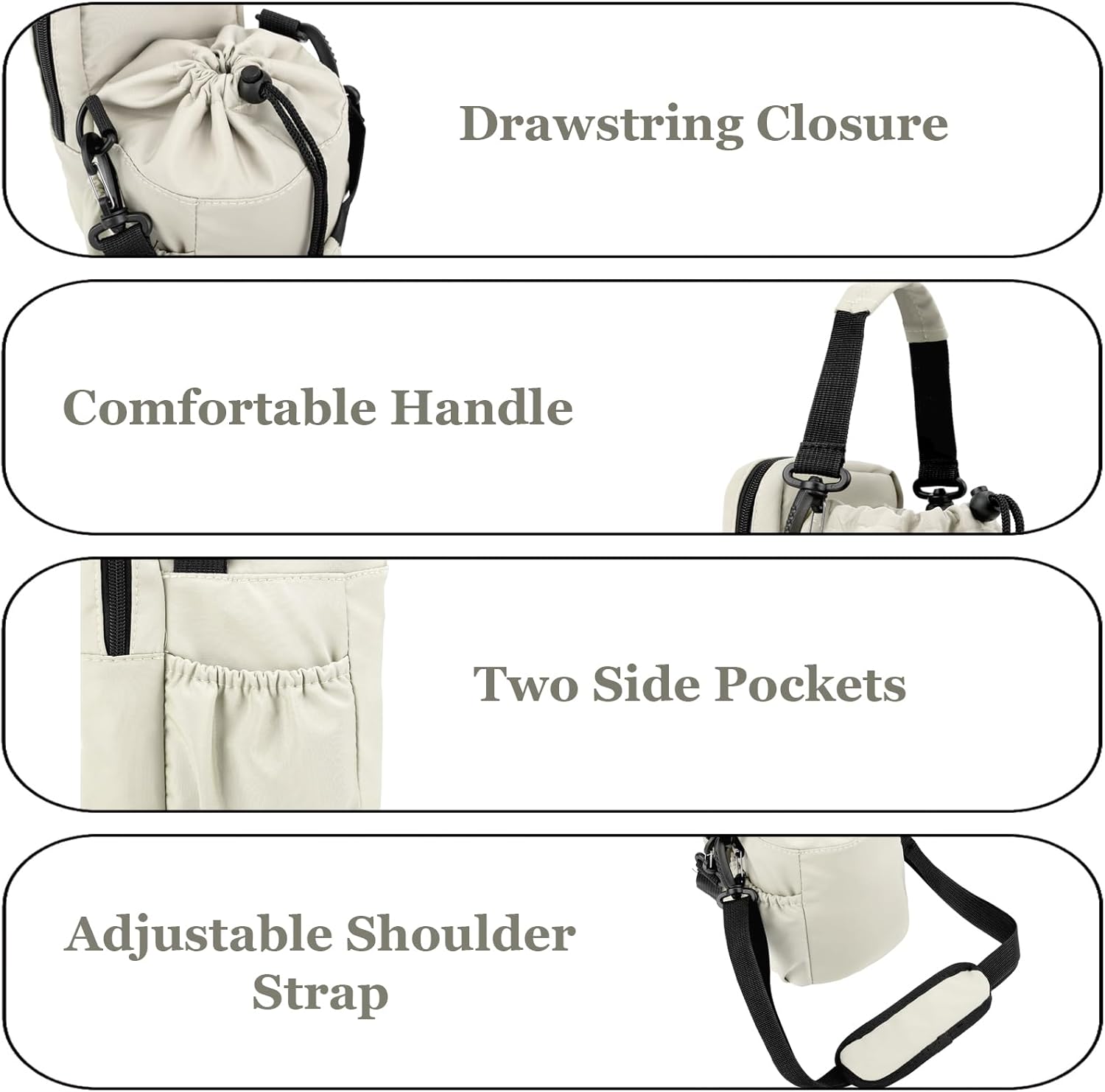 Water Bottle Holder with Strap, 32/40oz Insulation Water Bottle Carrier Bag with Phone Pocket, Water Bottle Sling Bag Crossbody Water Bottle Holder for Hiking Walking - Image 4