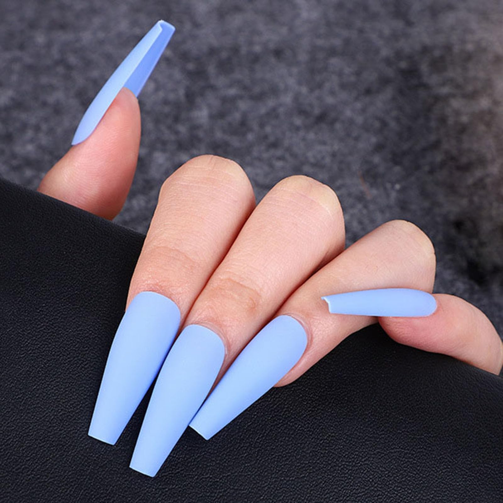 LoveOurHome 100pc Coffin Press on Nails Long Fake Nails Matte Full Cover False Nails Press ons Artificial Nail Medium Ballerina Fake Fingernail Baby