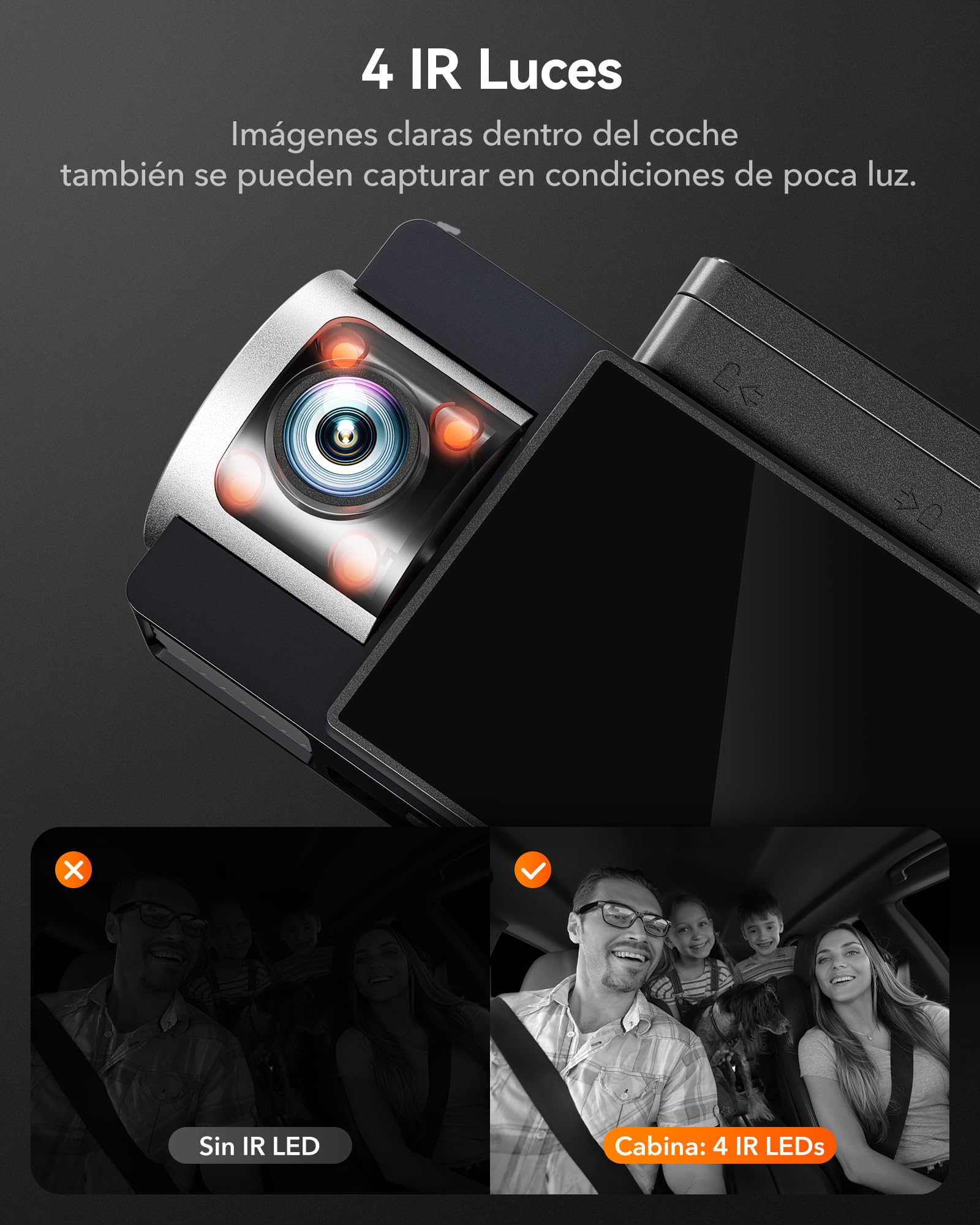 WOLFBOX i17 Dashcam 4K 3 Canales, 5.8GHz WiFi, GPS, Tarjeta 64GB, Cámara 4K+1080P+1080P Frontal y Trasera, Triple Cámara Coche, Pantalla 3", Visión Nocturna IR, WDR, Modo Estacionamiento 24H