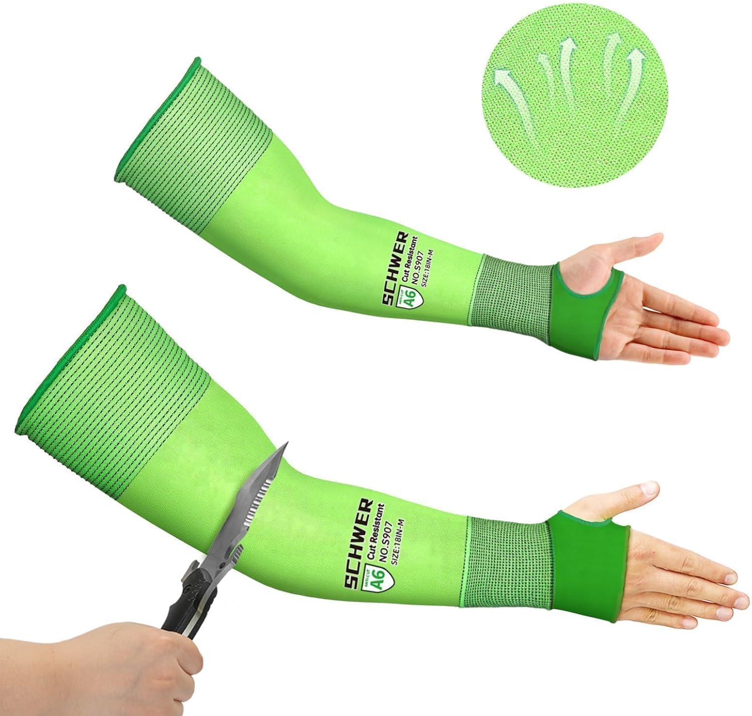 Schwer 100 Pairs ANSI A6 Cut Resistant Arm Sleeves, 21 Gauge Comfortable and Breathable Protective Sleeves, Arm Protectors for Thin Skin and Bruising, Work, Gardening, Farming, Outdoors, M