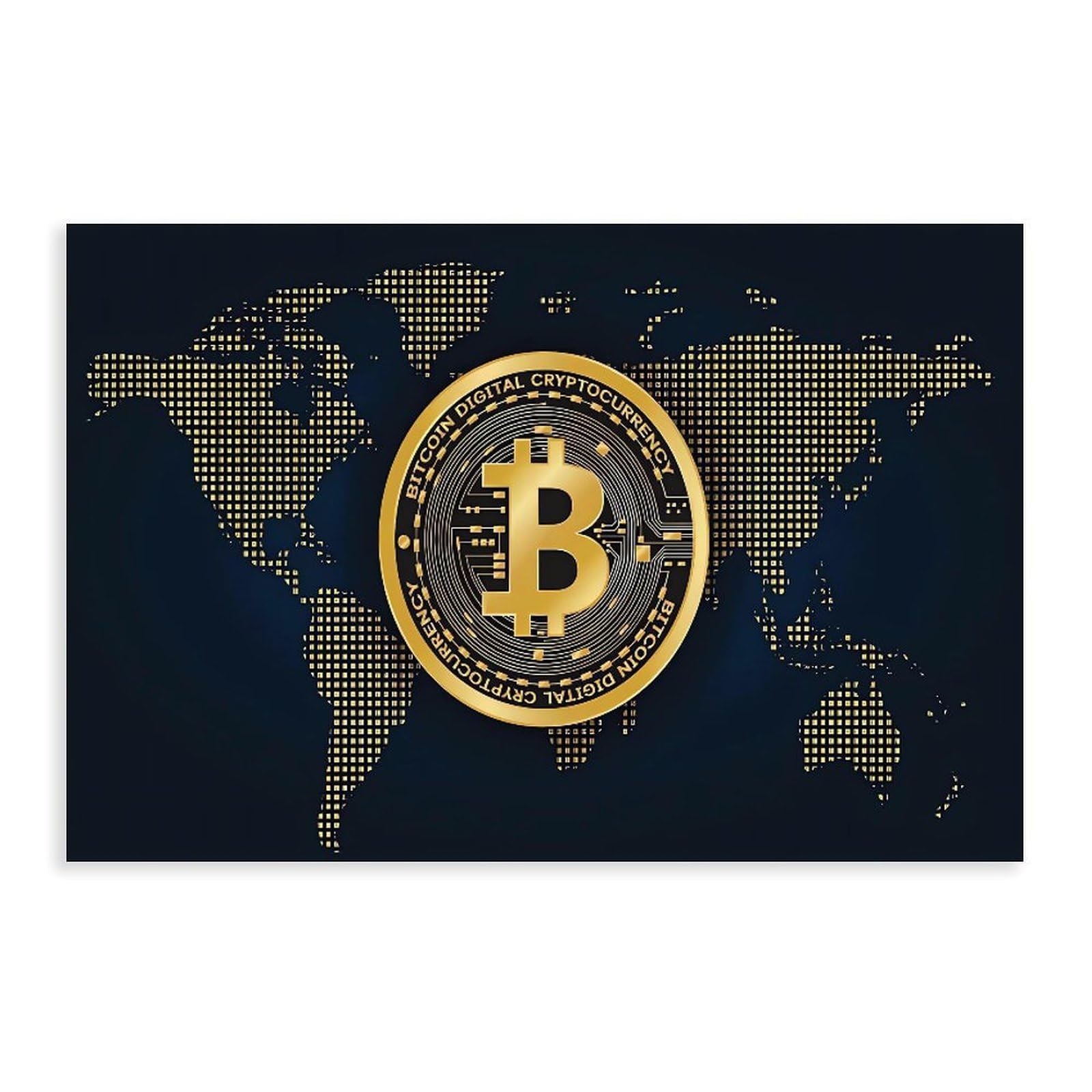 Qnvjqkdsi Unframe Bitcoin Art Canvas Poster Wall Art Decor Print Picture Paintings For Living Room Bedroom Decoration 24" L X 36" W