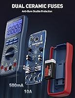 Vista 5 de Multímetro digital AstroAI, multímetro de hasta 6000 conteos con medición de verdadero valor eficaz y rango manual o automático, mide voltaje