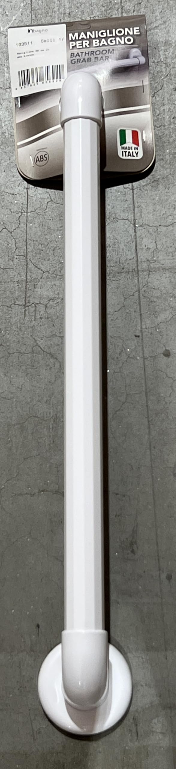 Inbagno Maniglione Bagno disabili 60 cm, Portata 120 kg, Maniglia Antiscivolo di Sicurezza, per Anziani e disabili