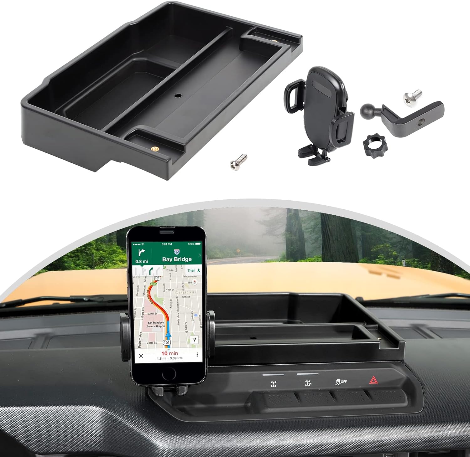 CheroCar Dash Mount Phone Holder Storage Tray Phone Mount