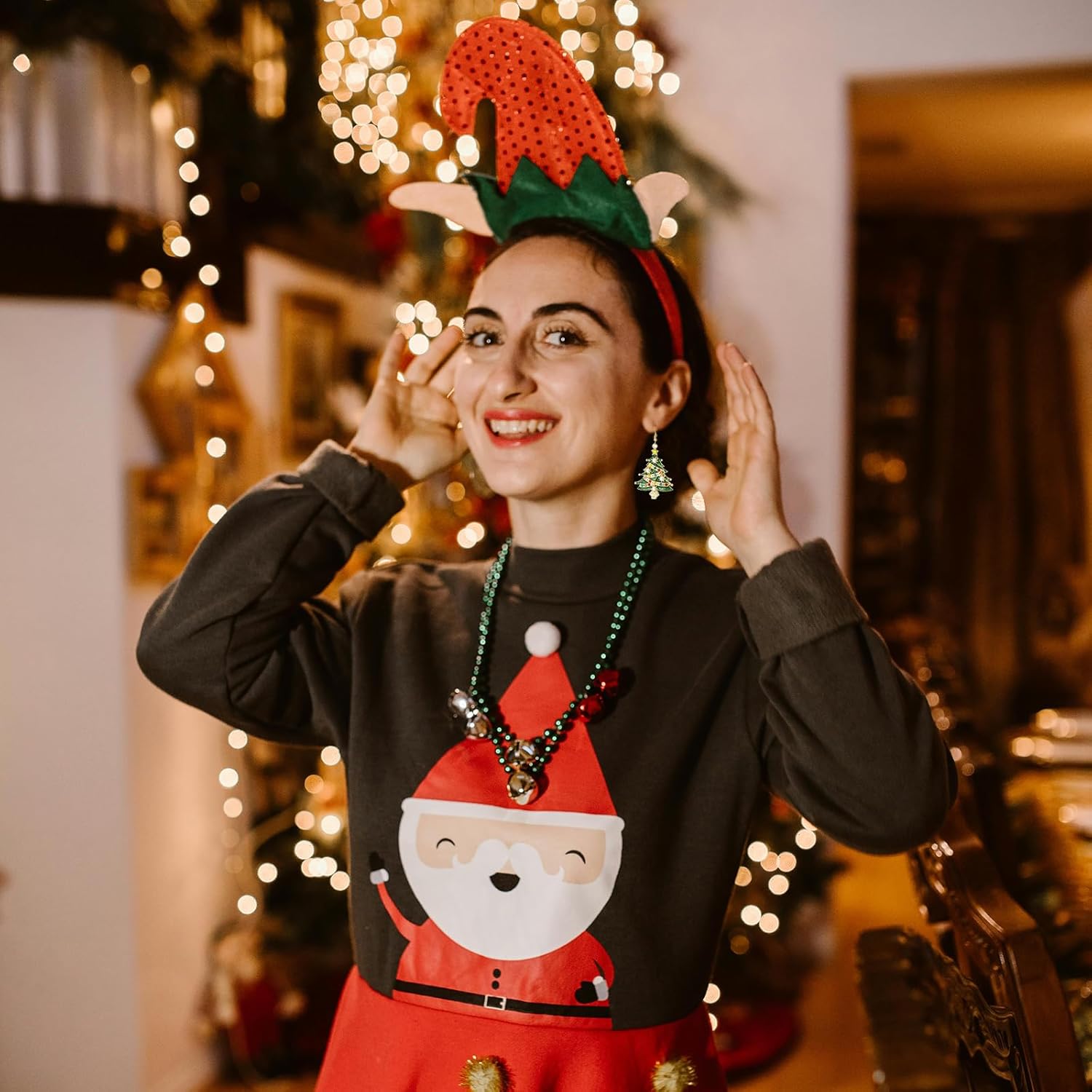 Christmas Earrings Fun Holiday Earrings Bow Christmas Tree Earrings for Women Drop Dangle Earrings for Party Festival Xmas Christmas Jewelry Gifts - Image 7