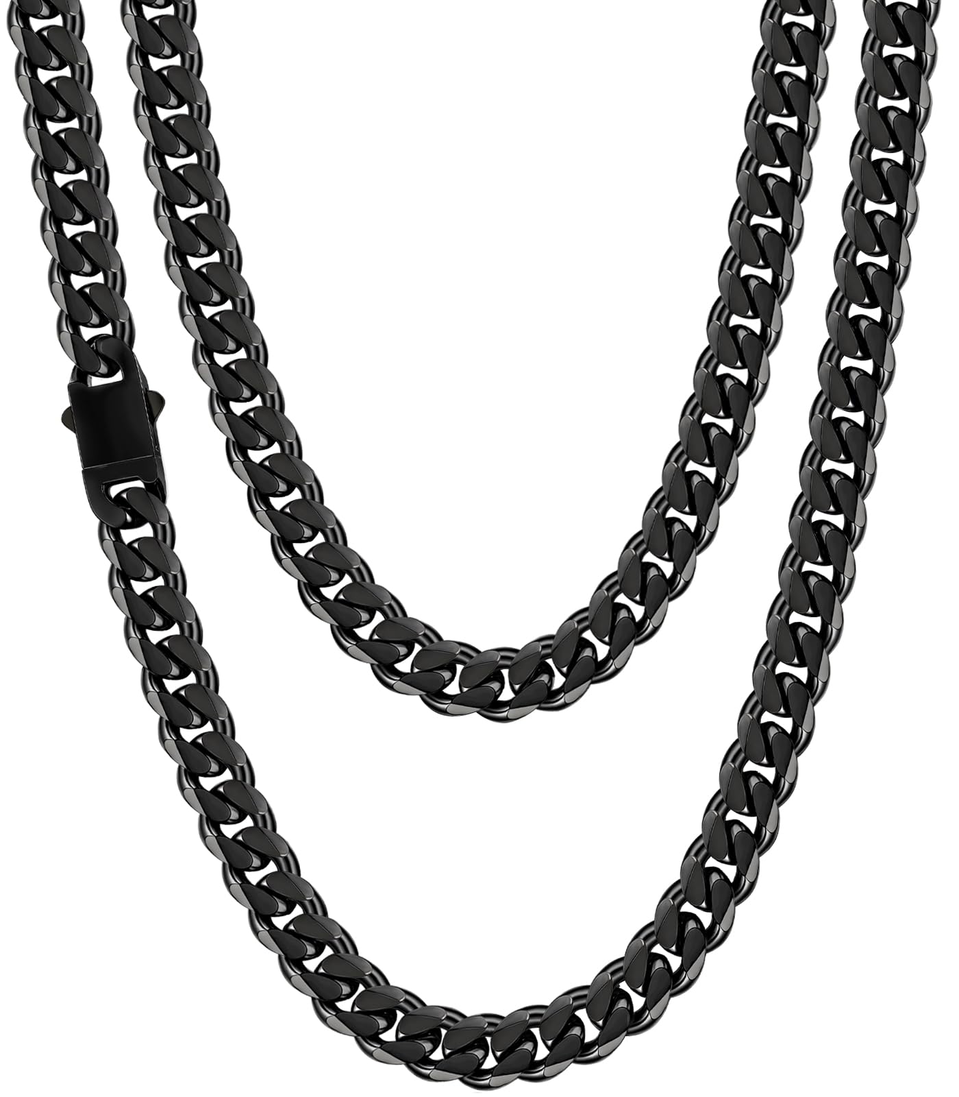 Fiusem 3.5mm Cuban Link Chains for Men, Silver Tone/Black/14K Gold Plated Stainless Steel Necklace Chain, Mens Necklace 16, 18, 20, 22, 24, 26, 28 Inch, 18 inches, Stainless Steel, No Gemstone