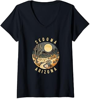 Womens Sedona Arizona Desert At Night Painting V-Neck T-Shirt