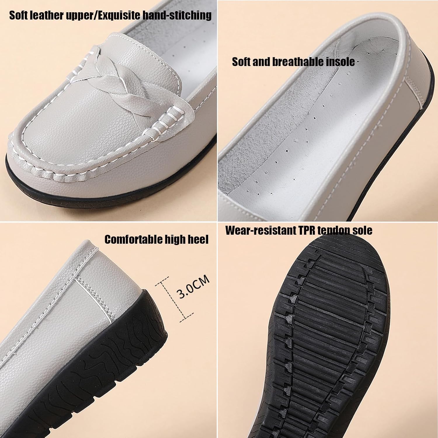 Women's Leather Flat Loafers Comfortable Round Toe Slip On Lightweight Business Work Office Walking Casual Flats Classic Driving Moccasins Shoes Loafers for Women - Image 5