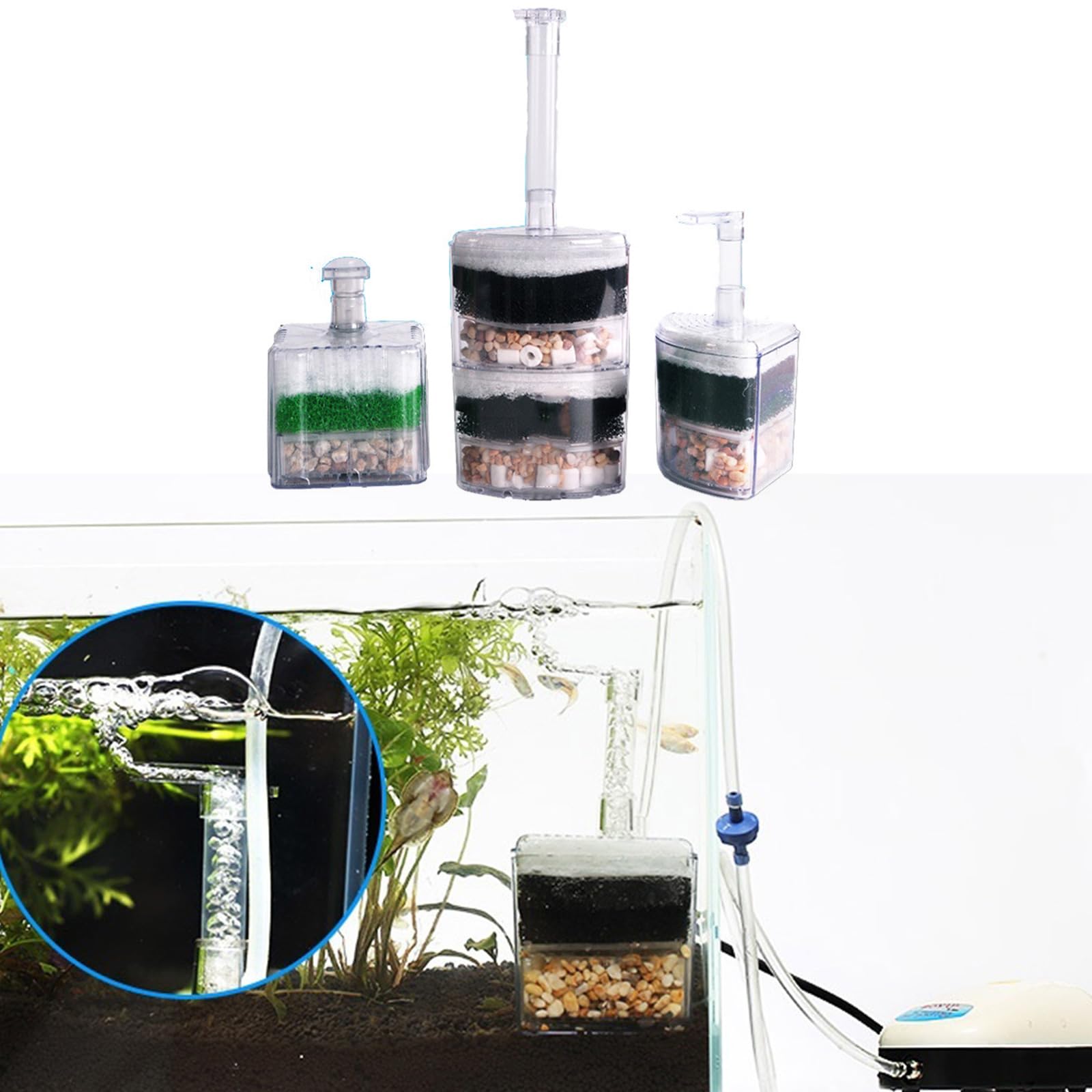 2 filtros de biofiltro de repuesto para acuario, cartucho de algodón interno, biofiltro, almohadilla de filtración mecánica
