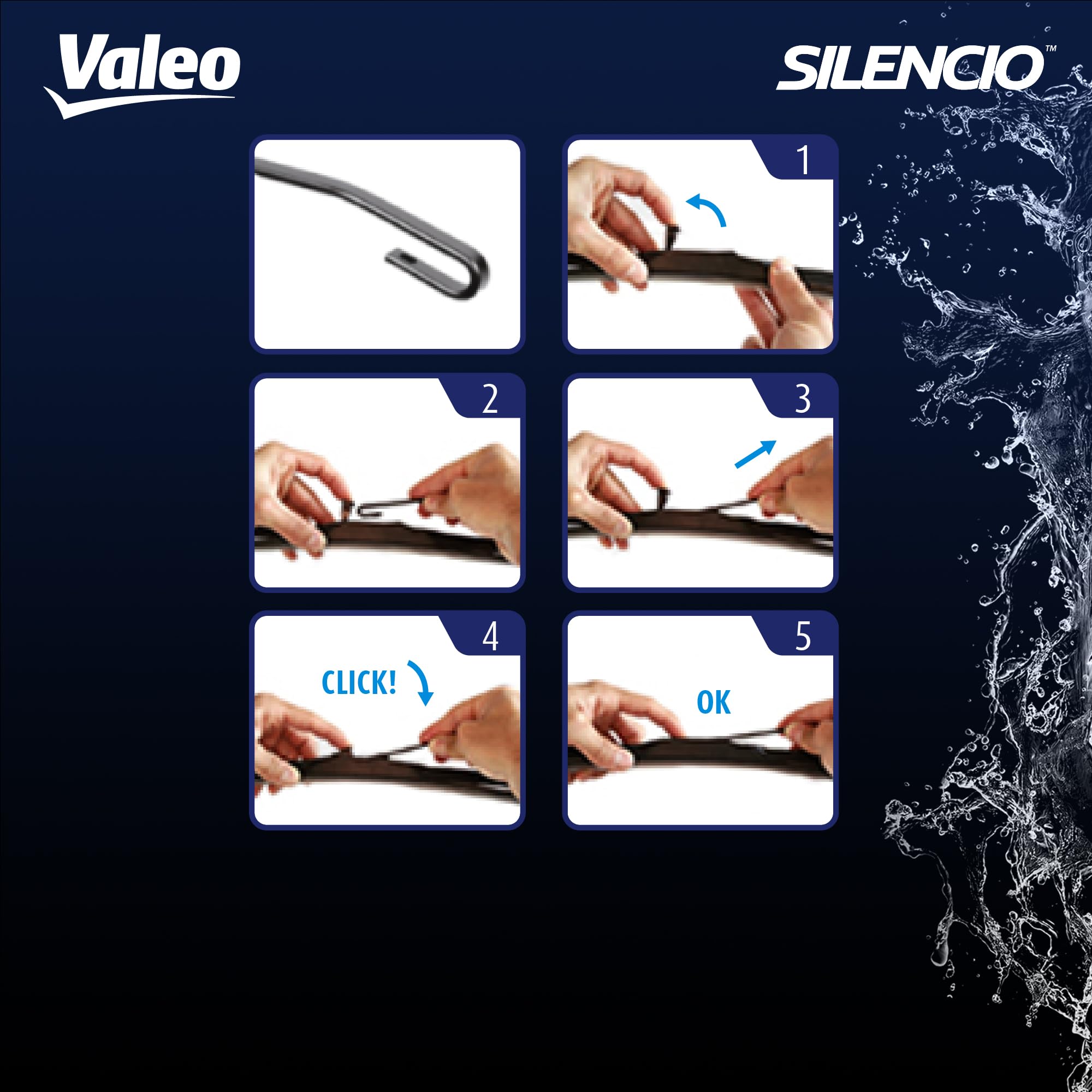 VALEO Silencio Wycieraczki - VH136 - Hybrydowe Pióro Wycieraczki Klasy Premium na Caly Sezon 700mm - Przód - Jedna Sztuka - 574736