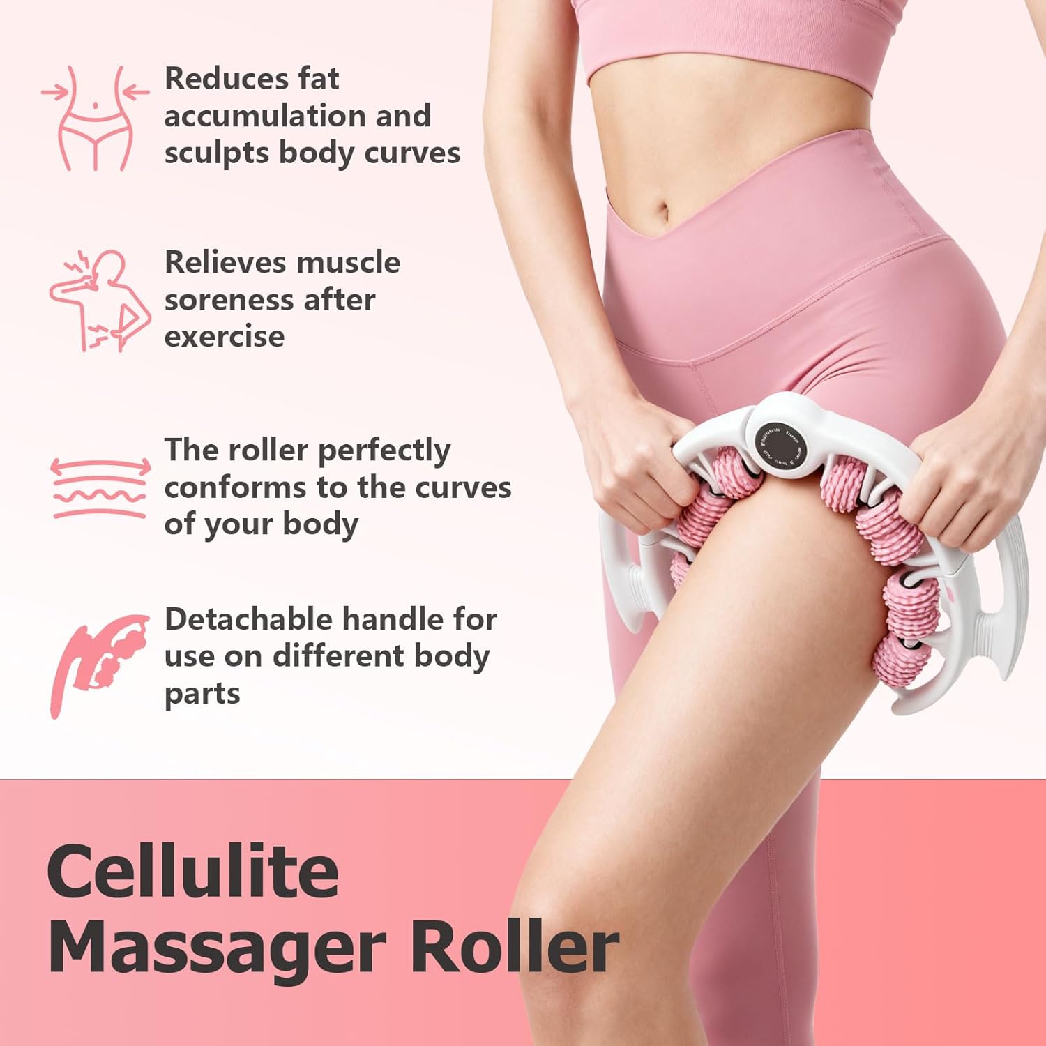 Cellulite Massage Tool Anti Cellulite Massage Roller for Legs Lymphatic Drainage Lipedema Massagers Handheld Fascia Blaster for Thigh Arms Shoulders Buttocks Body Deep Tissue Pain Relief