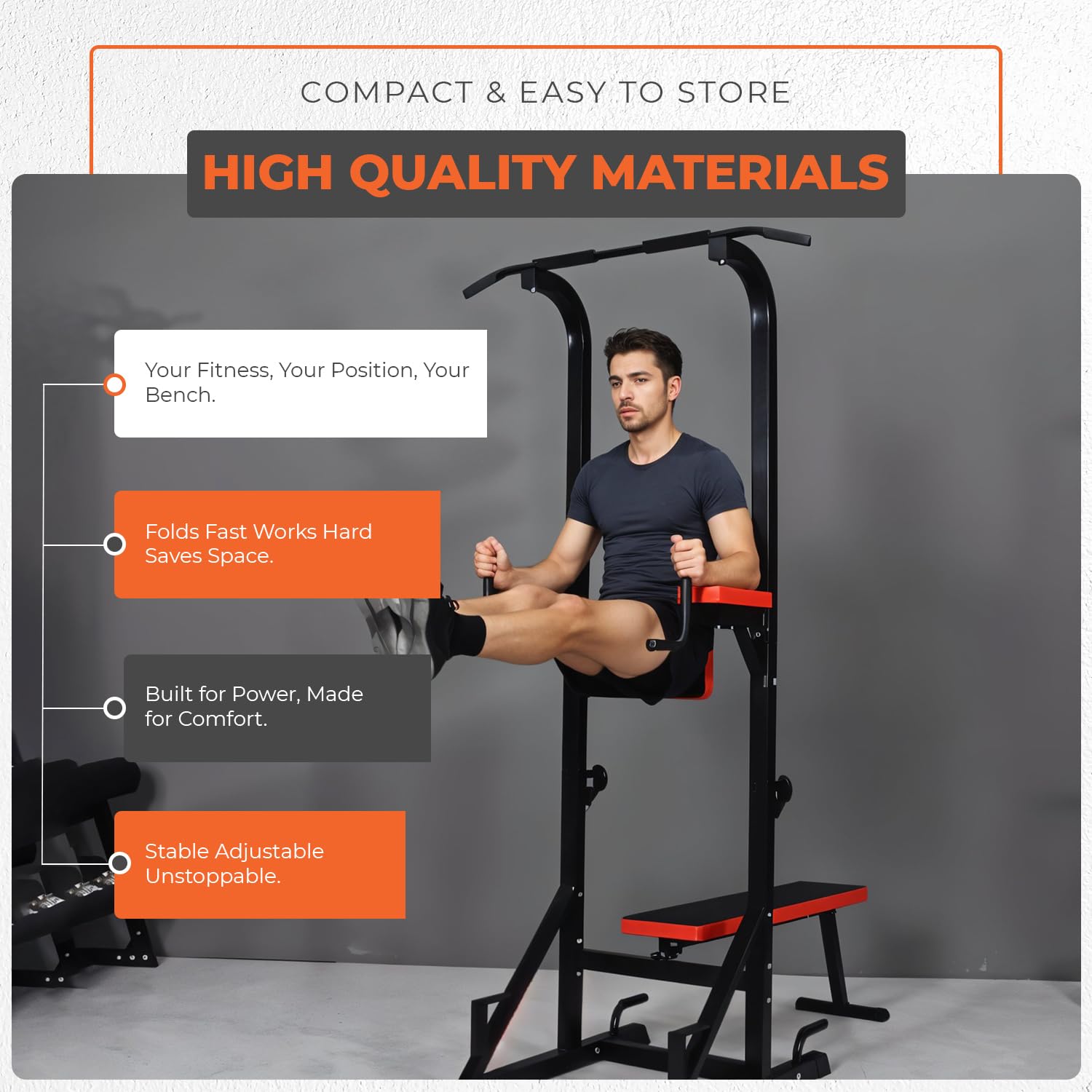 Power Rack con panca pieghevole per pesi, attrezzatura da palestra domestica