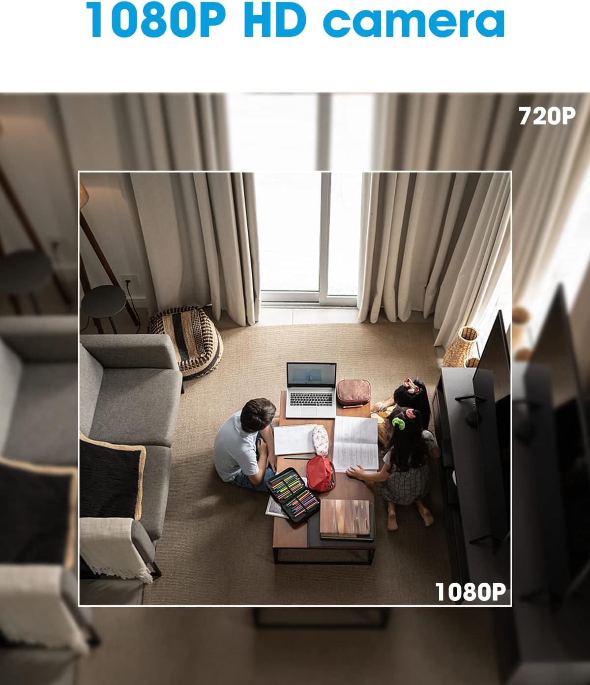 1080P WiFi Home Monitoring Camera, Privacy-Protected Indoor Security Cam with Motion Detection, No Smoke Detection & No Audio Recording