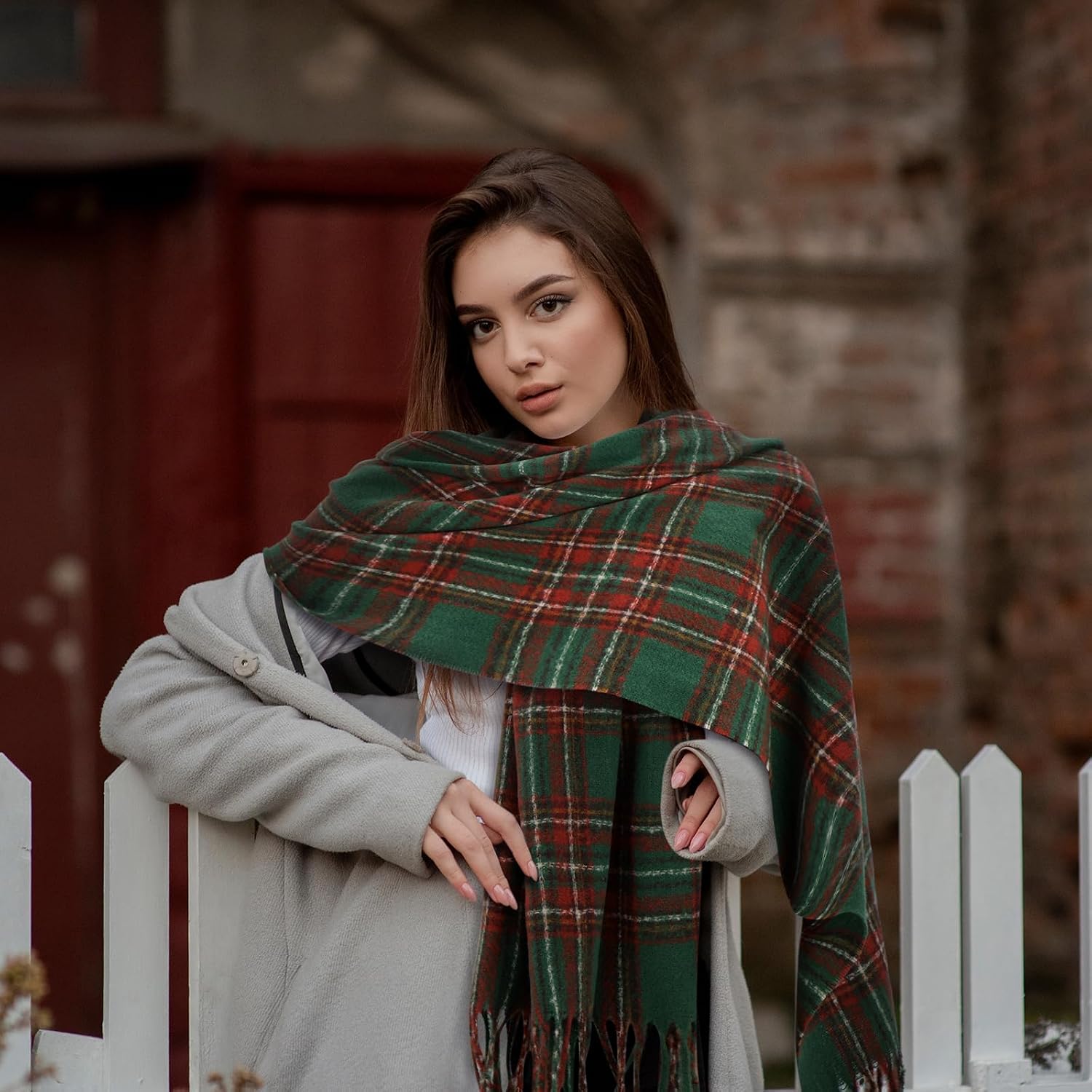 Coume Christmas Plaid Scarf for Women Men Soft Buffalo Plaid Winter Scarf Soft Feel Fashion Tartan Gifts