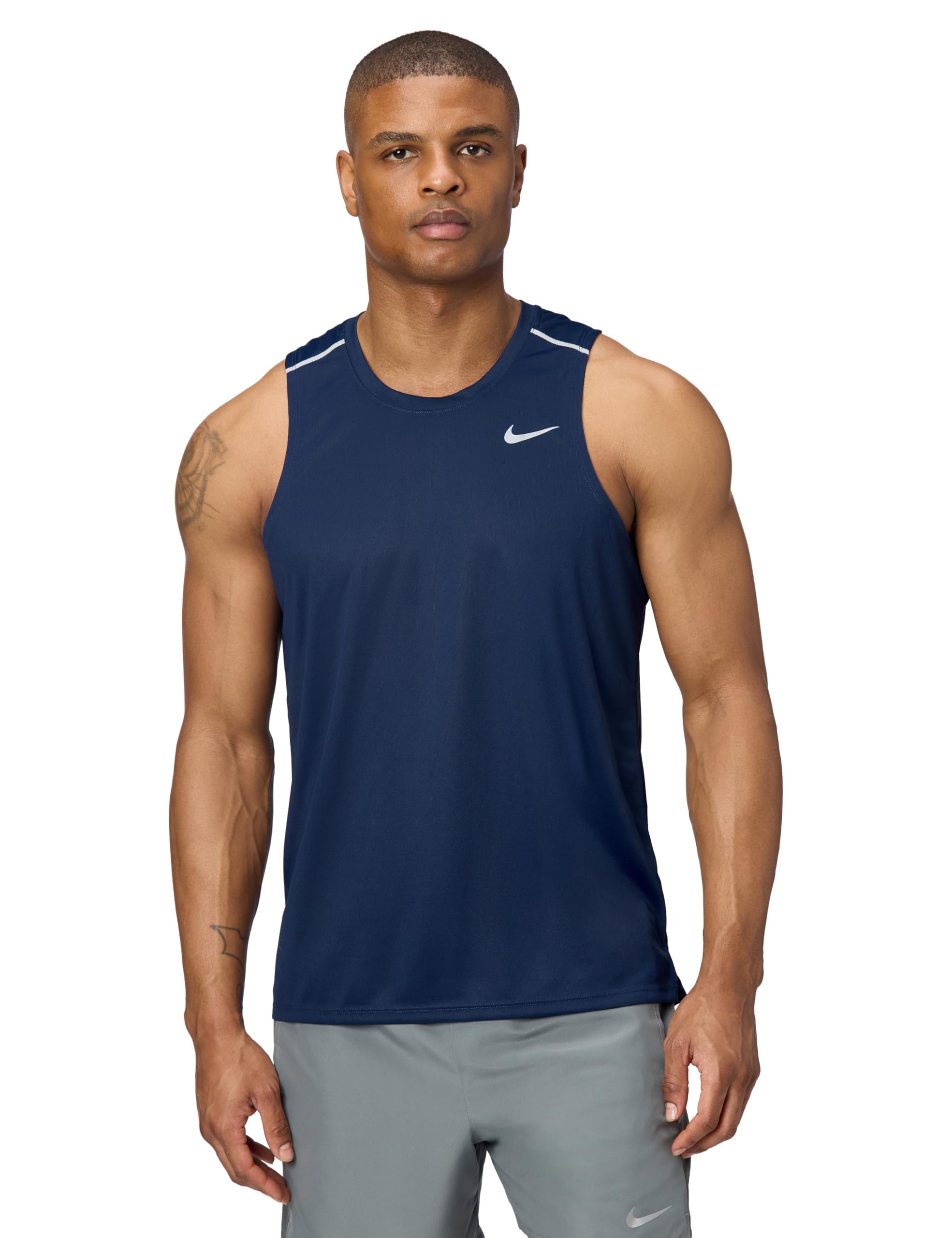 Nike Men's Df Miler Tank Top, Midnight Navy/Reflective Silv, XXL
