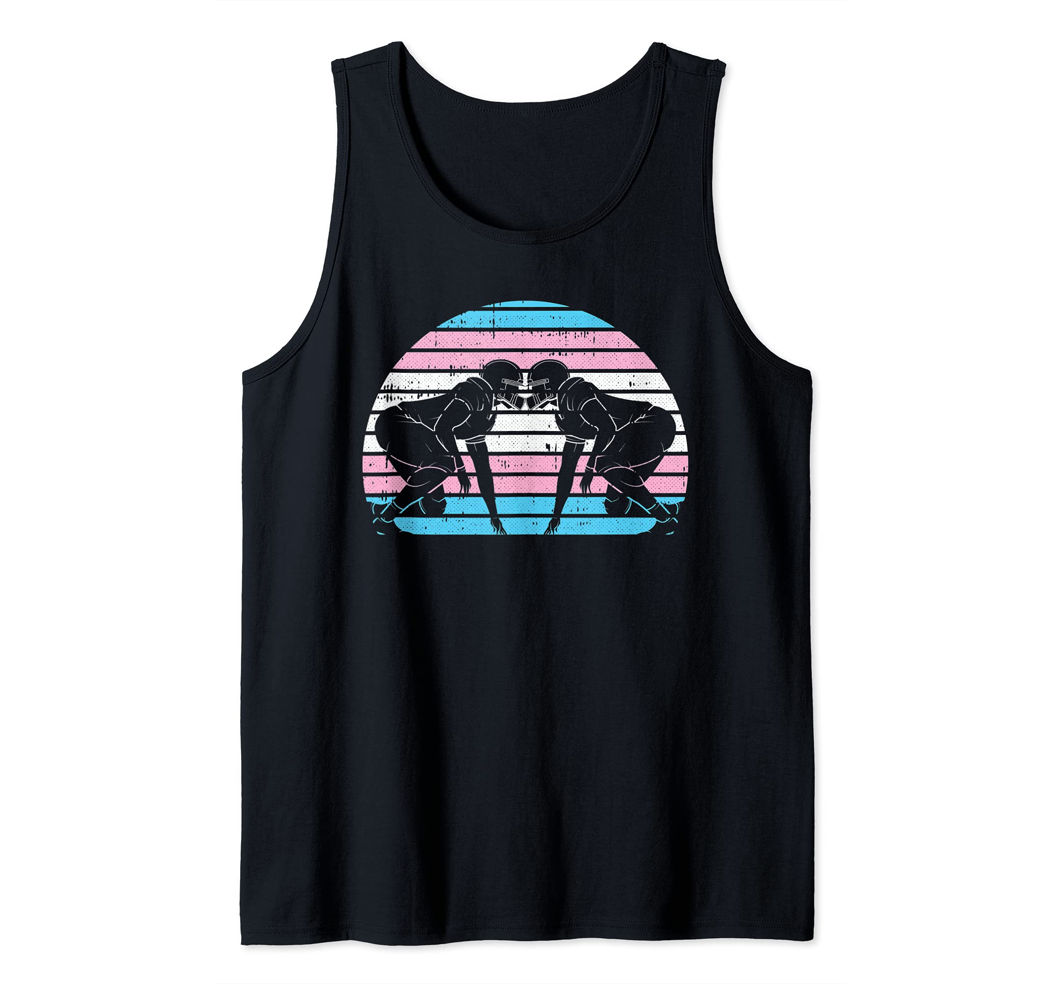 Football Player LGBT-Q Retro Trans-gender Pride Rugby Sport Tank Top, Black