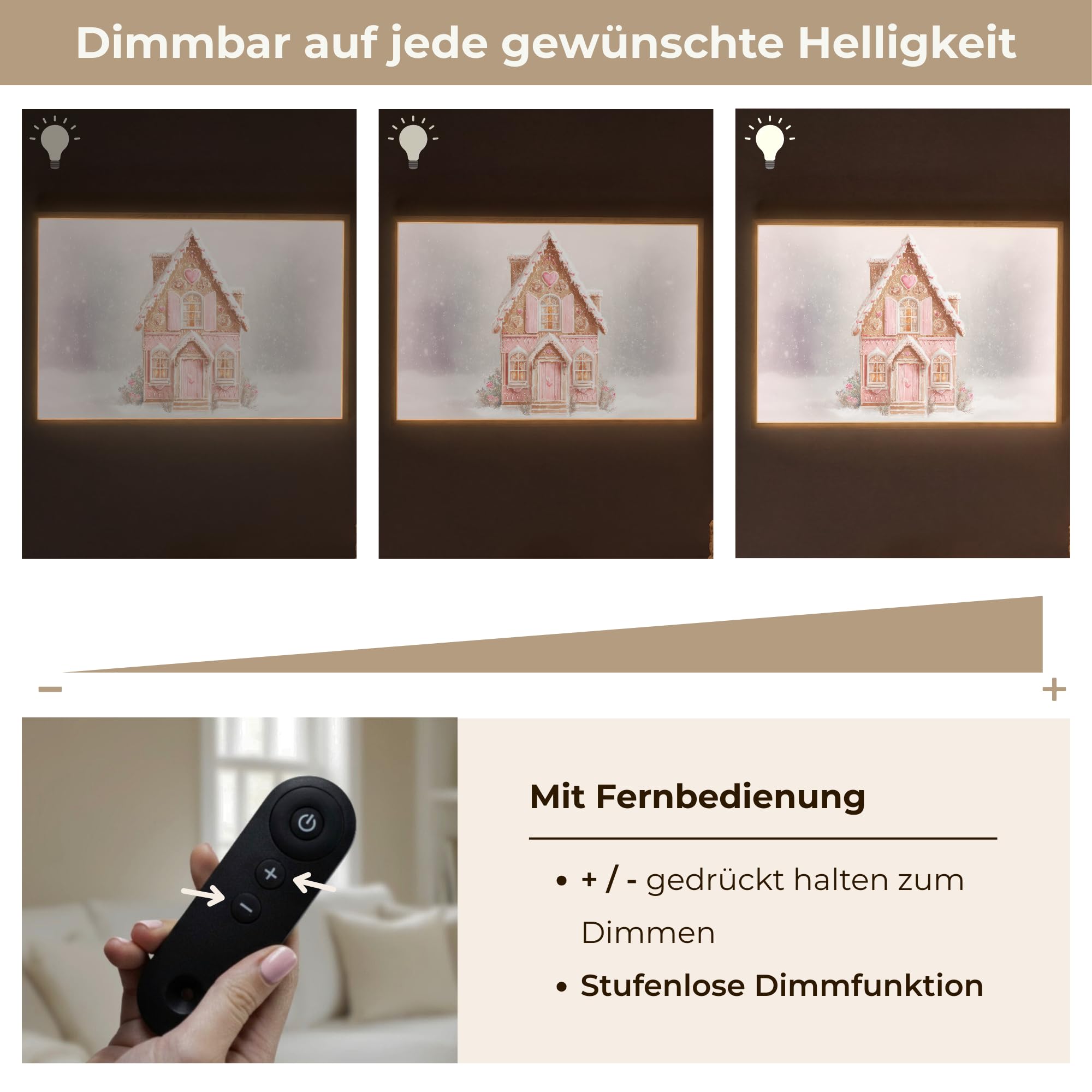 Wandleuchte Flur 100x70 cm Aufladbar Wand Lampe Wandleuchten Innen Modern LED Lampen Wandlampen Wall Light Wandlicht Wohnzimmer Wandlampe Dimmbar Häuschen - Zucker - Pastell
