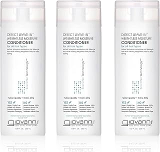 GIOVANNI Direct Leave-In Weightless Moisture Conditioner - Co Wash, Great for Curls & Wavy Hair, Wash & Go, Salon Quality, No Parabens, Infused with Natural Botanical Ingredients - 8.5 oz (3 Pack)