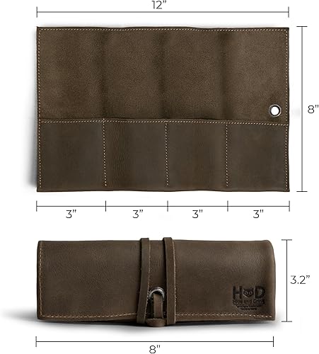 Miniatura 9 de Hide &amp; Drink, Organizador de rollos de reloj de cuero hecho a mano de cuero de grano completo, con capacidad para hasta 4 relojes, fácil de llevar