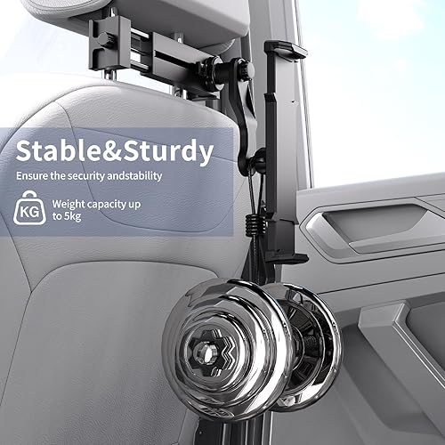 Miniatura 5 de Soporte para tablet reposacabezas para automóvil, soporte ajustable para iPad para asiento trasero de viaje por carretera, esencial para niños,