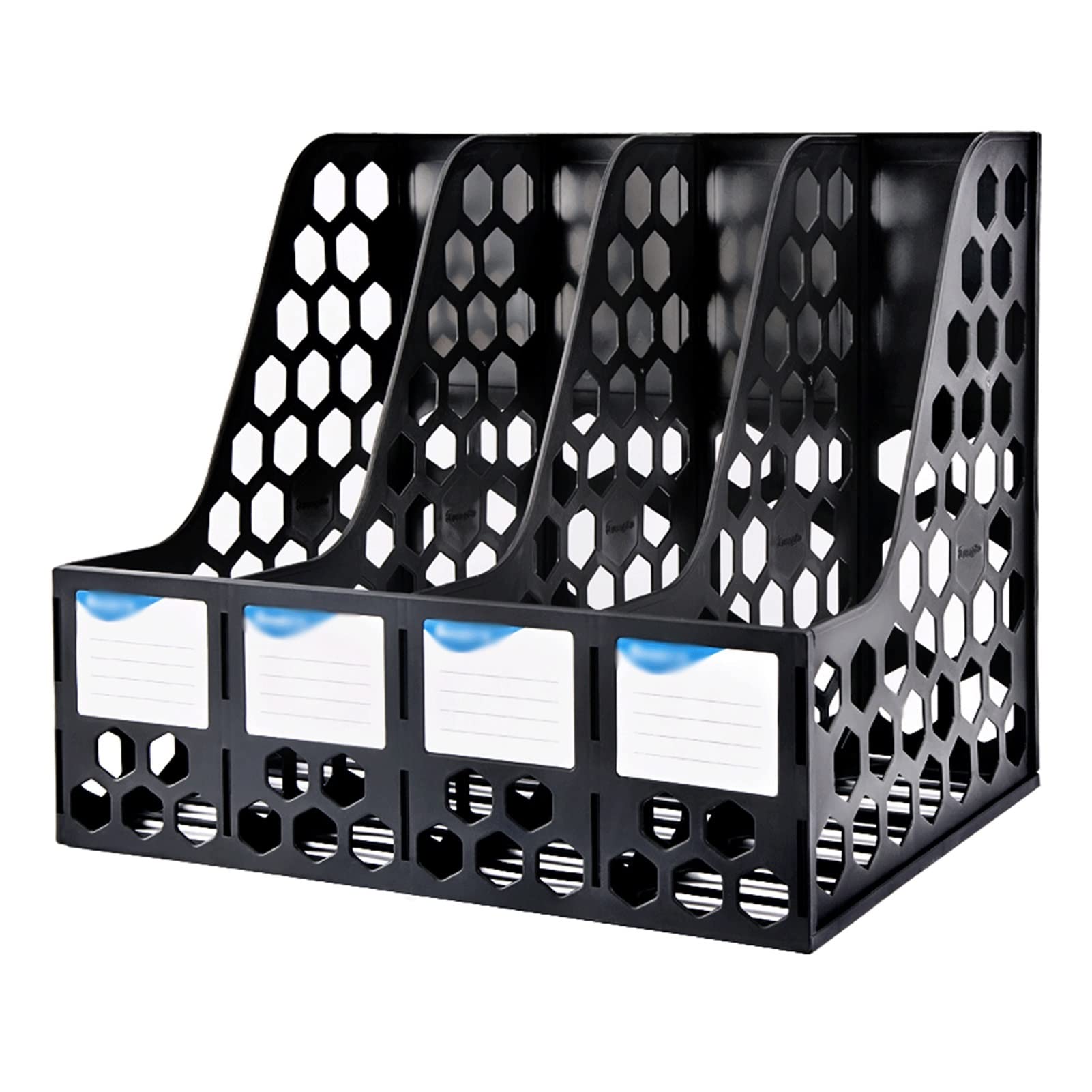GRFIT Revisteros Carpeta Clasificadora Caja de Archivos File Rack Storage Basket 4 Sección Organizador de clasificación de Archivos Vertical for Office Home Black Organizador Documentos