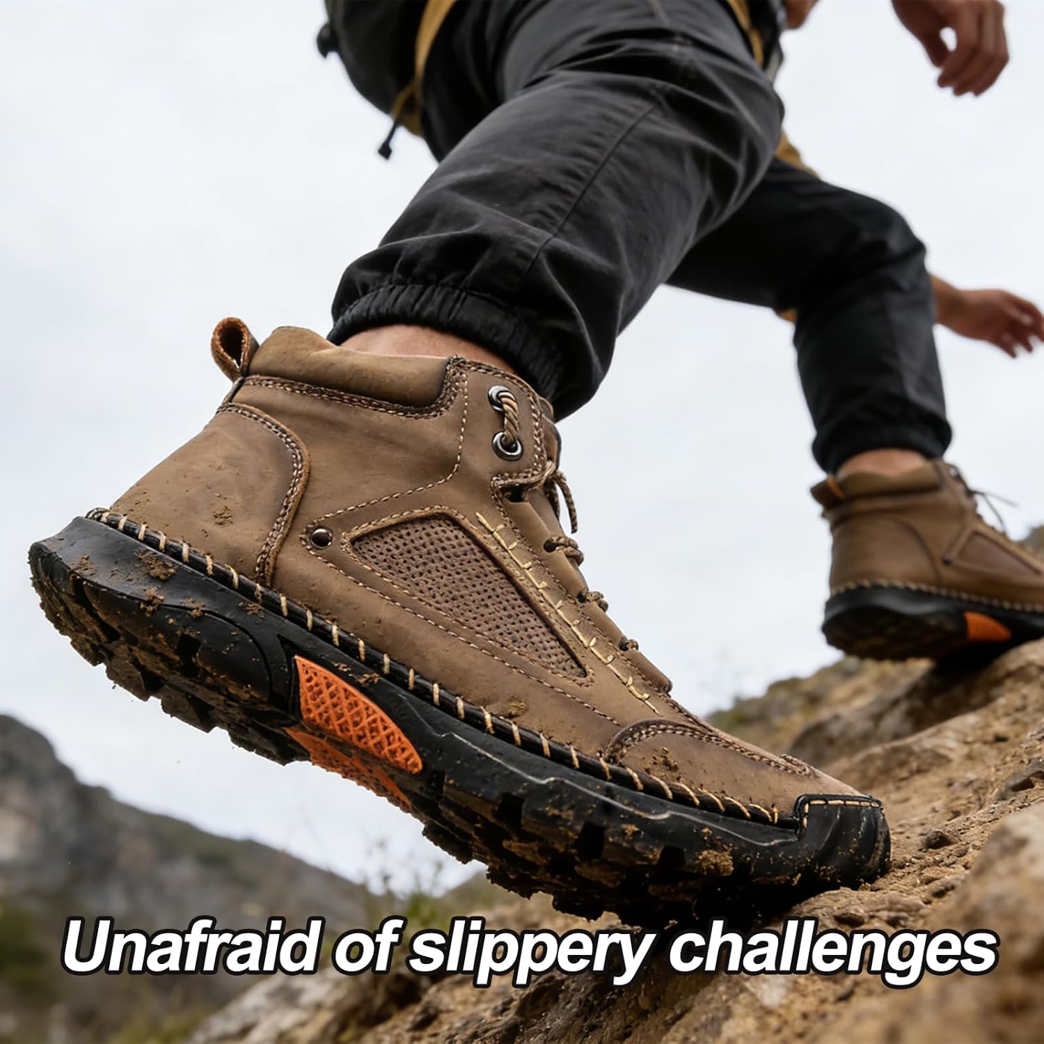 Men’s Boots Wide Comfortable Handmade Leather for Hiking, Working, Outdoor - Waterproof Non-slip Lightweight Breathable with Arch Support and Wide Toe Box - Image 6