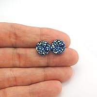 Vista 20 de Pendientes de imitación drusa en postes de plástico hipoalergénico de 0.394 in Púrpura