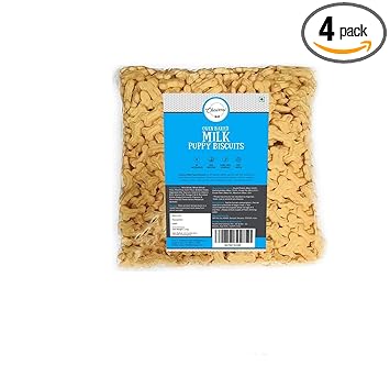 Chewers Oven Baked Milk Puppy Biscuits, Calcium Rich Dog Treat 1 Kg (Pack of 4)