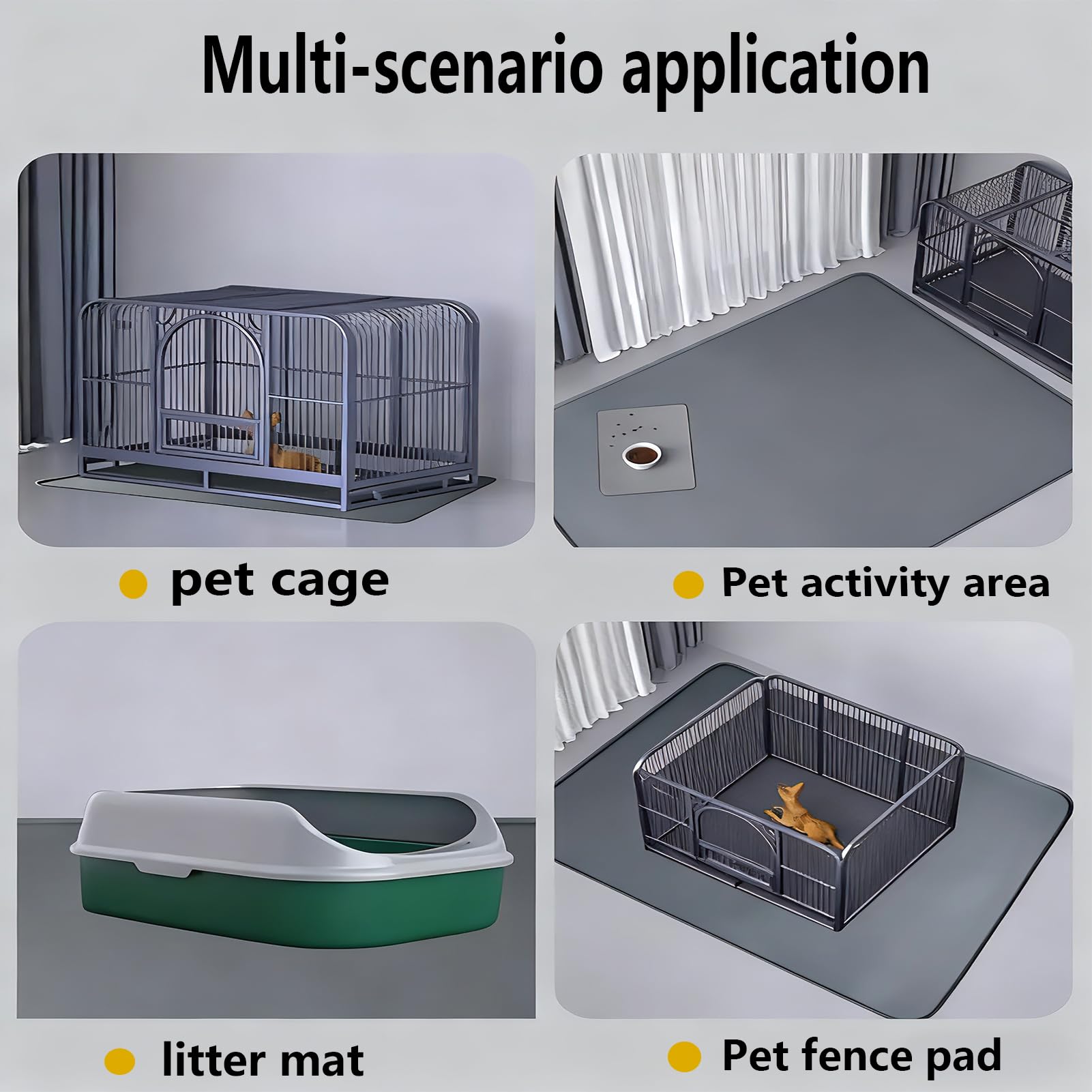 Tappetino lavabile per animali domestici per cani e cuccioli – Tappetino riutilizzabile in silicone per Puppy, tappetino multiuso per animali domestici con impermeabile e antiscivolo (grigio